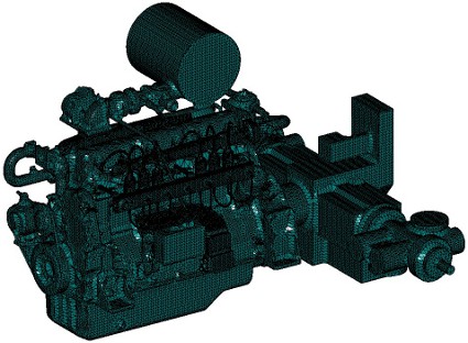 A szimulációra kész egyszerűsített motor-kompresszor egység