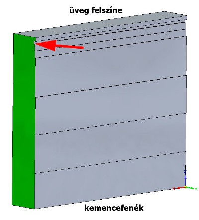A kiadagolási oldalhoz közel lévő fal elem kopási alakja az első szimuláció után